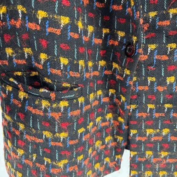 Emil Rutenberg Vintage Womens Wool Rainbow Black Plaid Knit Blazer Medium - Picture 3 of 5